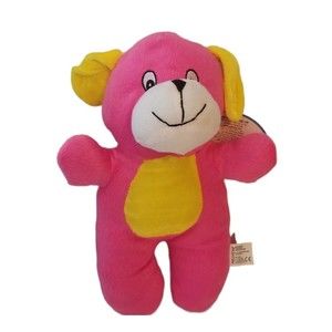 Kellytoy Animal Pals Dog Yellow Pink Plush Stuffed Toy Sewn Eyes 14"